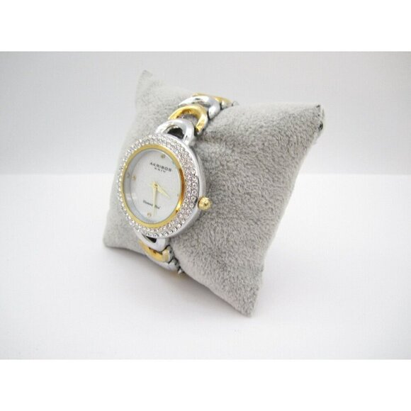 Women Akribos XXIV Diamond Dia Analog 34mm Round Watch (H222) "New Battery" - Picture 3 of 10
